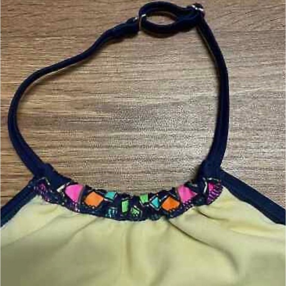 💜3/$30 Lands End 8s Girls Ruffle Tankini Swimsuit Top Navy Blue/Pink - Picture 6 of 7